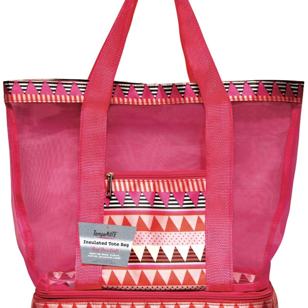 3 for $15 🦋🦋 Tempamate hot pink patterned insulated tote bag NWT